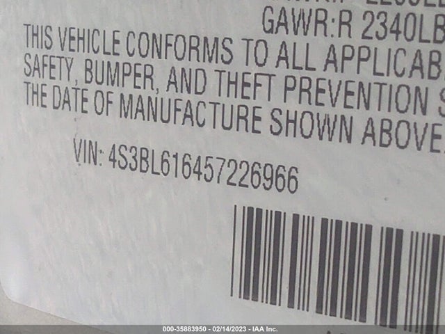2005 SUBARU LEGACY SEDAN (NATL) VIN: 4S3BL616457226966