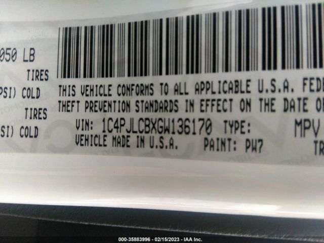 1C4PJLCBXGW136170 Jeep Cherokee Latitude