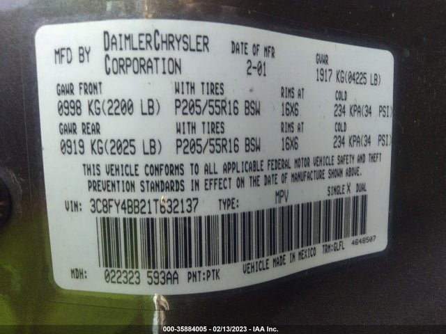 3C8FY4BB21T632137 Chrysler Pt Cruiser