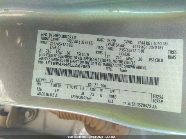 2020 Ford Ranger, VIN: 1FTER4FH5LLA67969