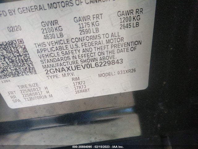 Chevrolet EQUINOX LT 2020 2GNAXUEV0L6229843 Image 11