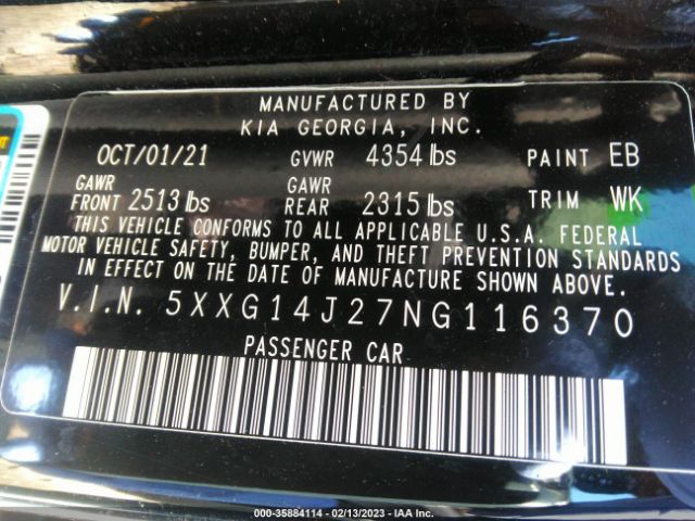 5XXG14J27NG116370 KIA K5 LXS