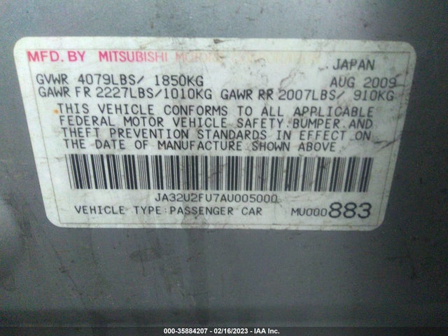 JA32U2FU7AU005000 Mitsubishi LANCER ES