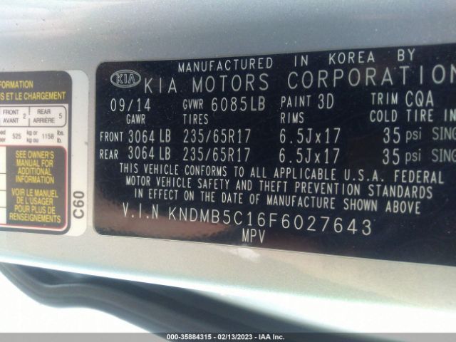 KNDMB5C16F6027643 KIA SEDONA LX
