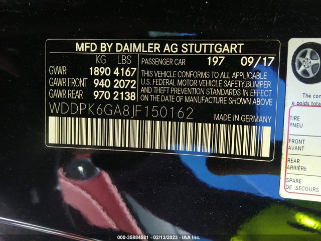 2018 Mercedes-Benz SLC-Class, VIN: WDDPK6GA8JF150162
