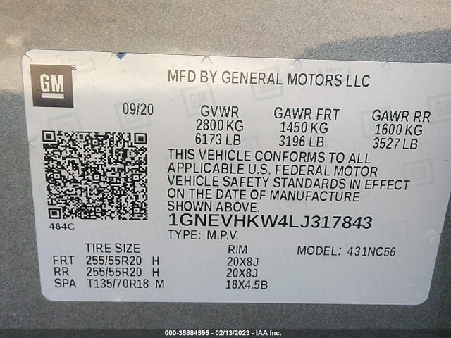 Chevrolet Traverse Lt Leather 2020 1GNEVHKW4LJ317843 Image 9
