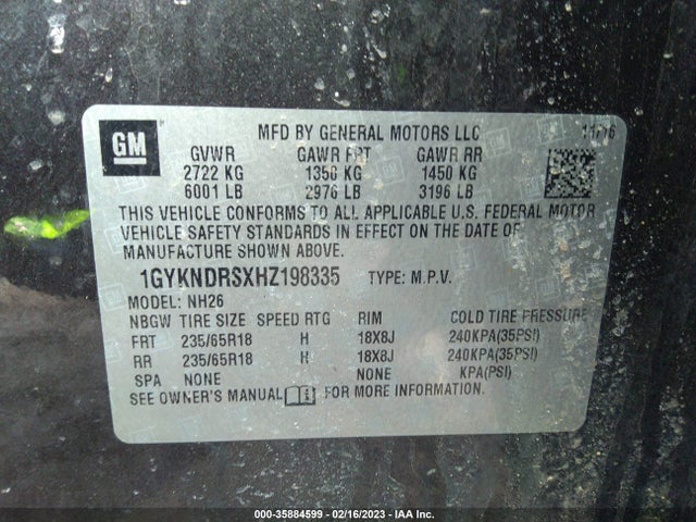 2017 Cadillac XT5, VIN: 1GYKNDRSXHZ198335