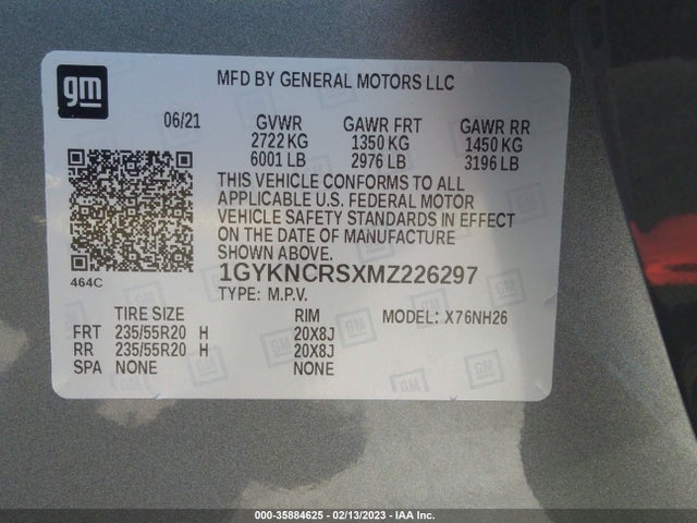 2021 Cadillac XT5, VIN: 1GYKNCRSXMZ226297