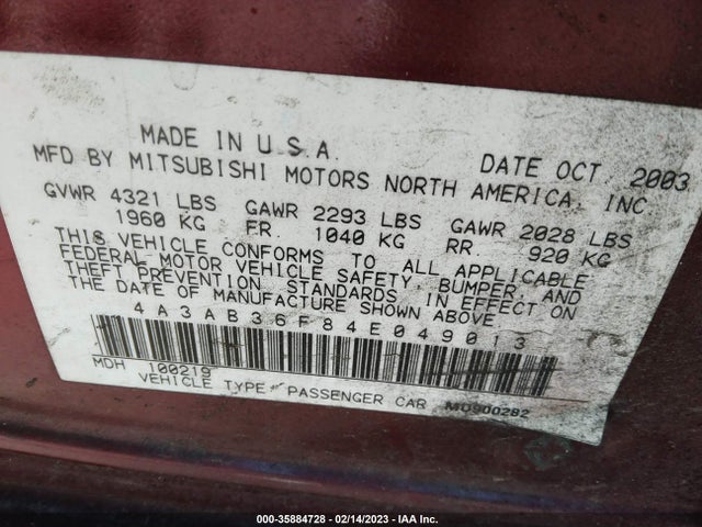 4A3AB36F84E049013 Mitsubishi GALANT ES