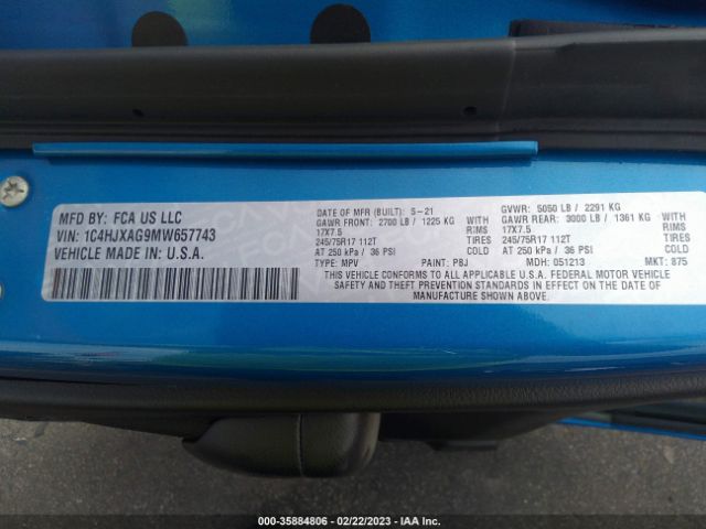1C4HJXAG9MW657743 Jeep Wrangler Sport S