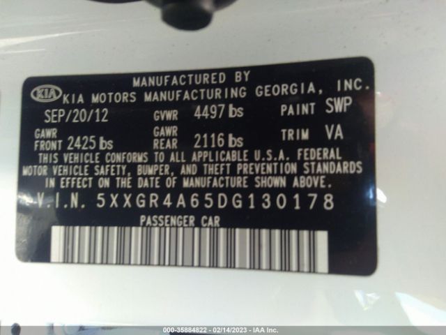 5XXGR4A65DG130178 KIA Optima Sx W/limited Pkg