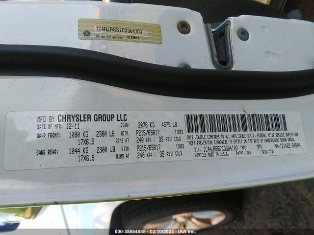 Jeep Patriot Sport 2012 1C4NJRBB7CD564103 Image 10
