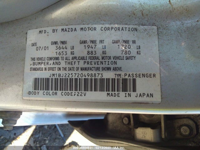 2002 MAZDA PROTEGE DX/LX/ES VIN: JM1BJ225720498873