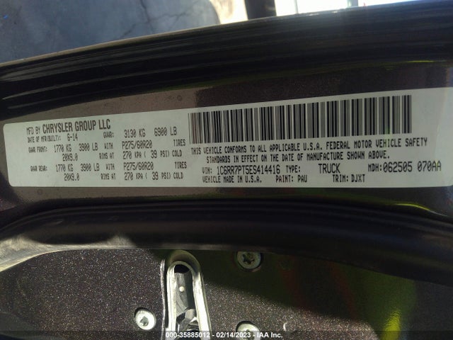 2014 RAM 1500 LONGHORN VIN: 1C6RR7PT5ES414416