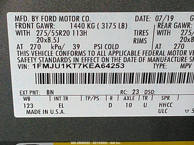 2019 Ford Expedition, VIN: 1FMJU1KT7KEA64253