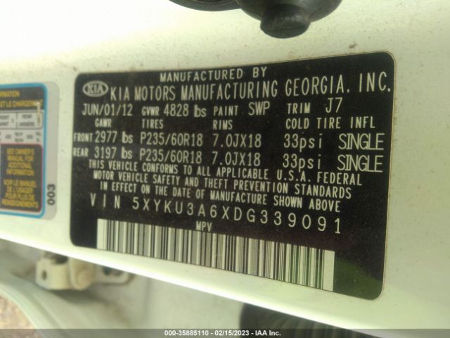 5XYKU3A6XDG339091 KIA SORENTO EX