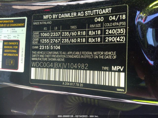 WDC0G4JBXJV104982 Mercedes-Benz Glc Glc 300