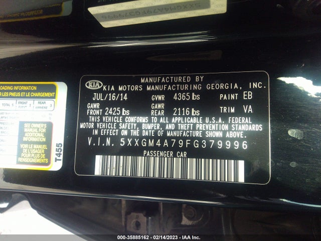 KIA Optima Lx 2015 5XXGM4A79FG379996 Image 11
