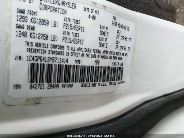 1C4GP64L6YB711414 Chrysler Town & Country Limited