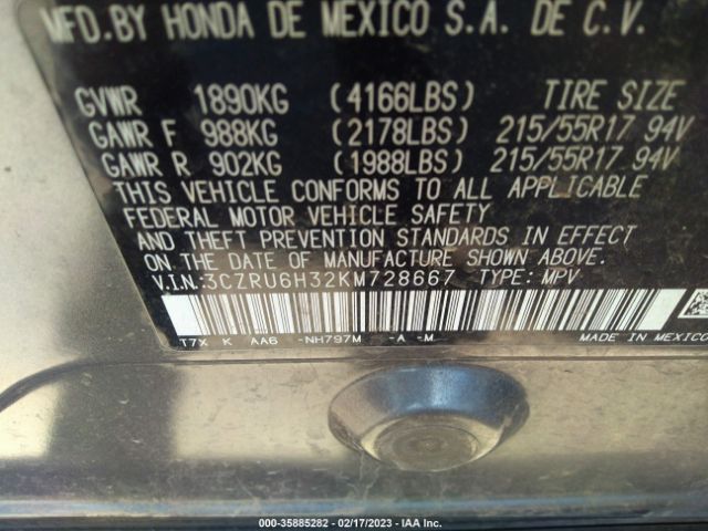 3CZRU6H32KM728667 Honda HR-V LX