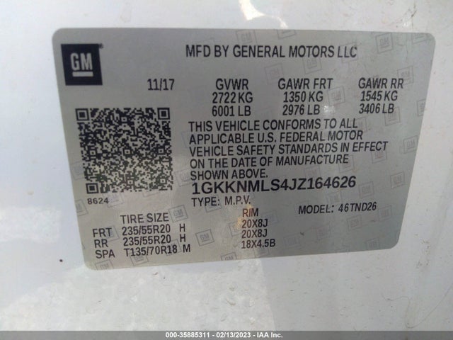 GMC ACADIA SLT 2018 1GKKNMLS4JZ164626 Image 9