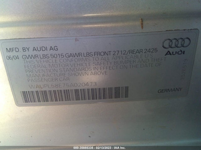 WAUPL58E75A020473 Audi S4