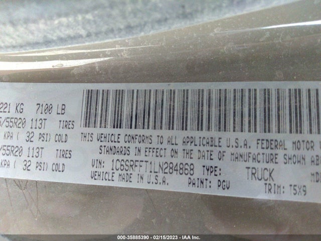 RAM 1500 Big Horn 2020 1C6SRFFT1LN284868 Image 9