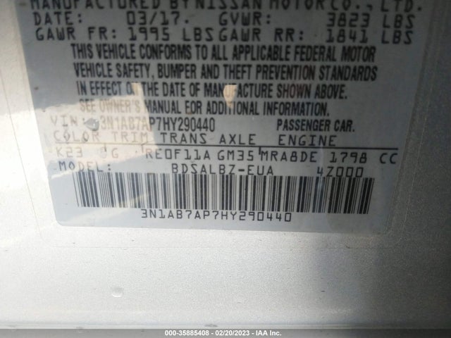 2017 Nissan Sentra, VIN: 3N1AB7AP7HY290440