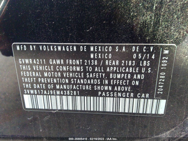 3VWB17AJ9EM438281 Volkswagen Jetta Sedan Se