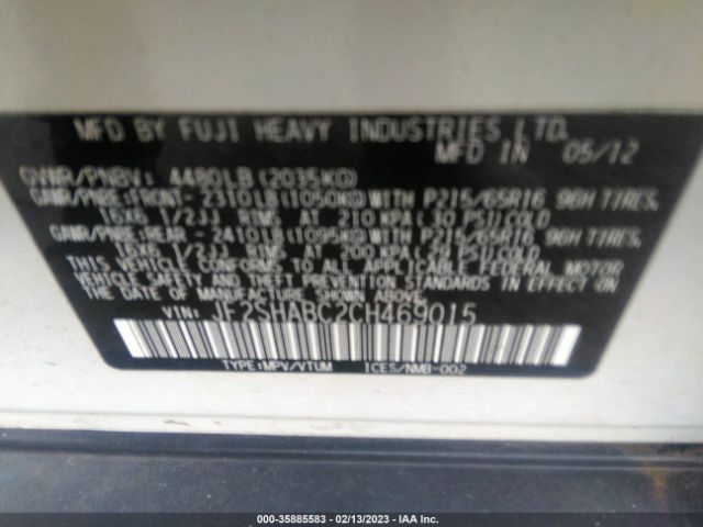 JF2SHABC2CH469015 Subaru Forester 2.5x