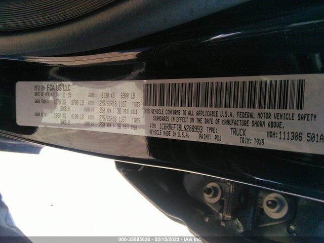 RAM 1500 Big Horn 2020 1C6RREFT8LN208993 Image 9