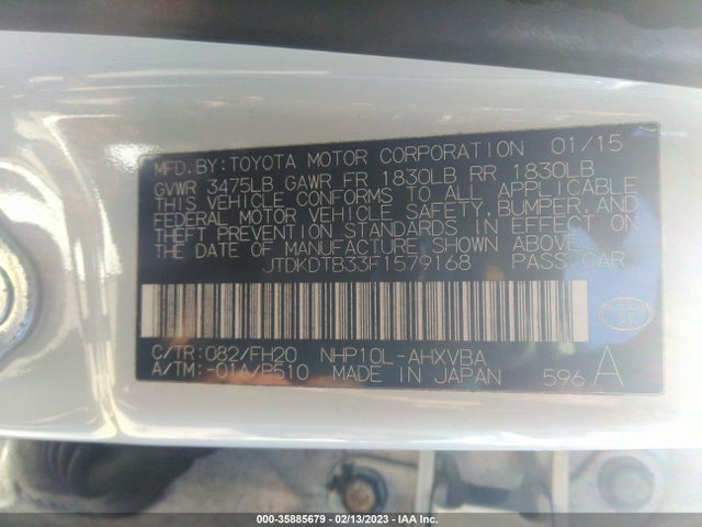 Toyota Prius C One 2015 JTDKDTB33F1579168 Image 9