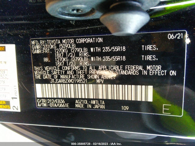 2021 Lexus NX, VIN: JTJSARBZXM2198521