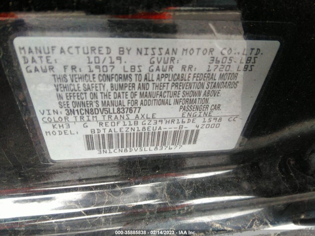 Nissan VERSA S 2020 3N1CN8DV5LL837677 Image 11