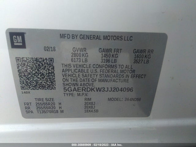2018 Buick Enclave, VIN: 5GAERDKW3JJ204096