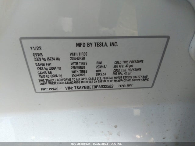 Tesla Model Y Long Range 2023 7SAYGDEE0PA032582 Image 9