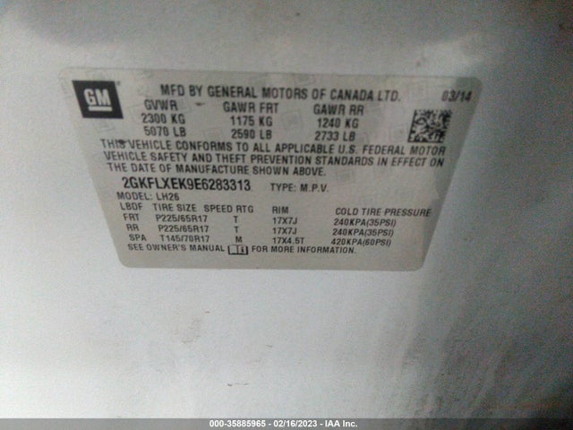 GMC Terrain Slt 2014 2GKFLXEK9E6283313 Image 9