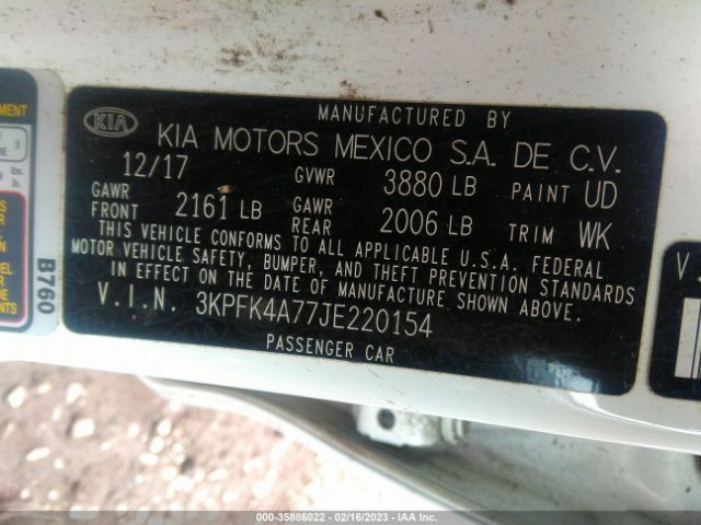 3KPFK4A77JE220154 KIA FORTE LX