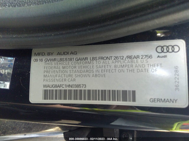 WAUG8AFC1HN038573 Audi A6 Premium Plus