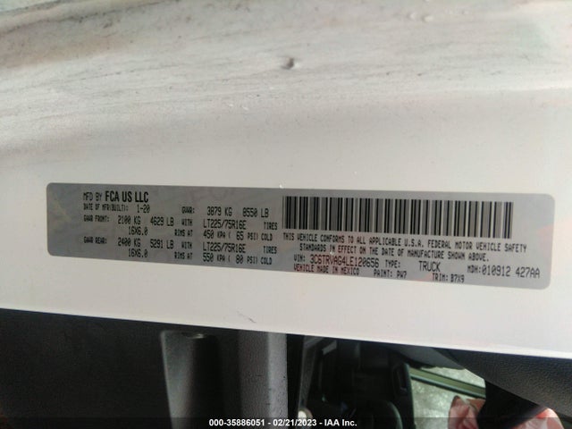 3C6TRVAG4LE120656 RAM Promaster Cargo Van