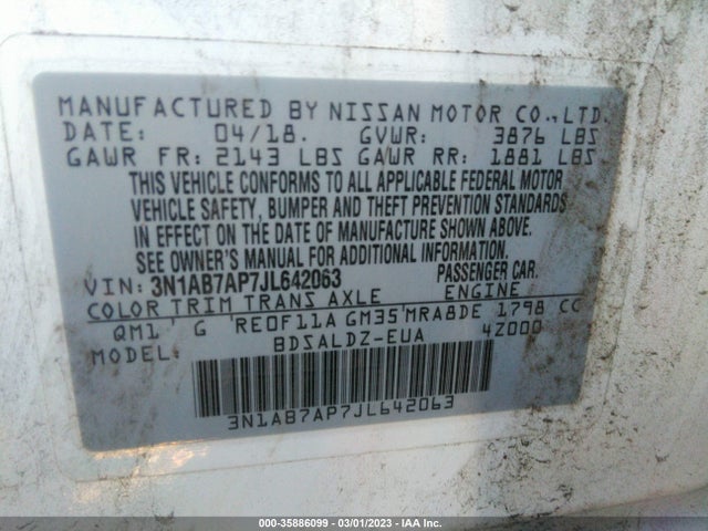 Nissan SENTRA SV 2018 3N1AB7AP7JL642063 Image 11