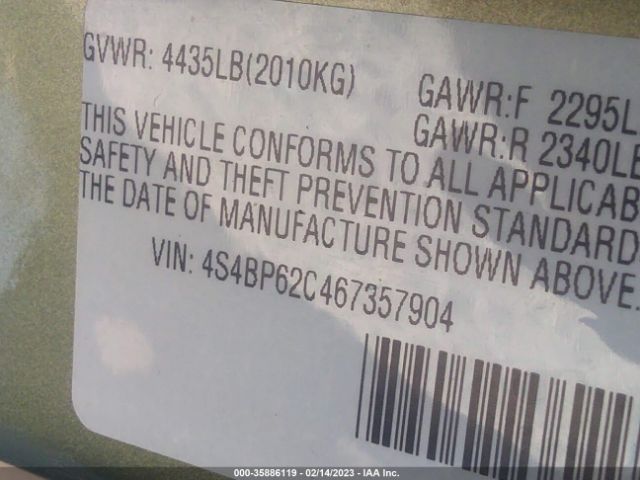 4S4BP62C467357904 Subaru Legacy Wagon Outback 2.5i Ltd