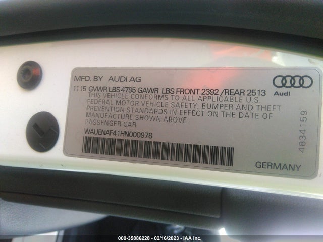 WAUENAF41HN000978 Audi A4 Premium Plus