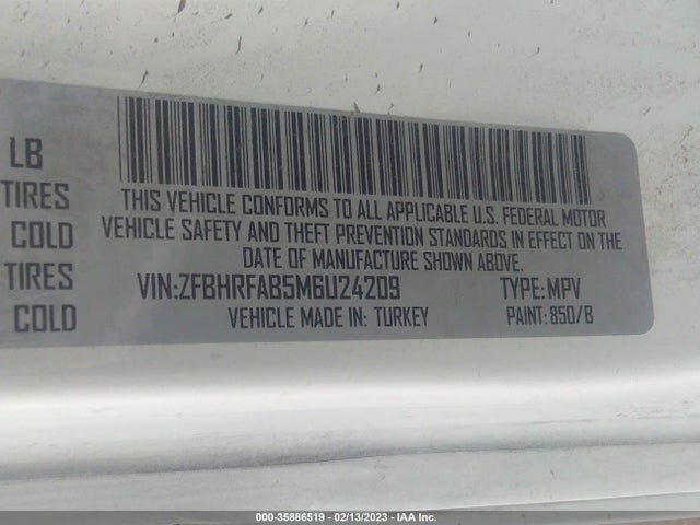 ZFBHRFAB5M6U24209 RAM Promaster City Tradesman