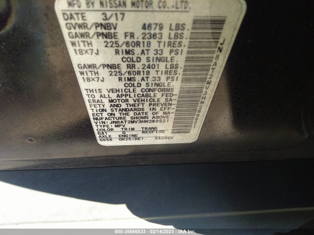 Nissan Rogue Sl 2017 JN8AT2MV3HW268521 Image 9