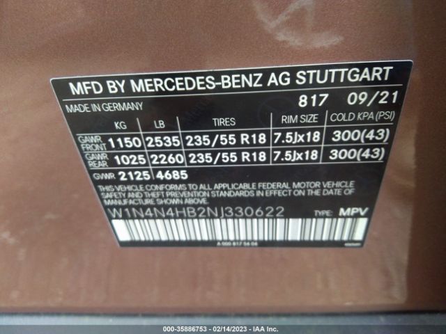 W1N4N4HB2NJ330622 Mercedes-Benz Gla Gla 250