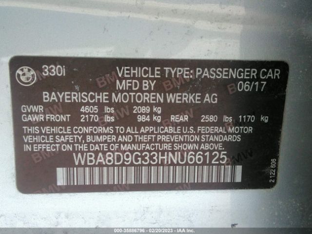 WBA8D9G33HNU66125 BMW 3 Series 330i Xdrive