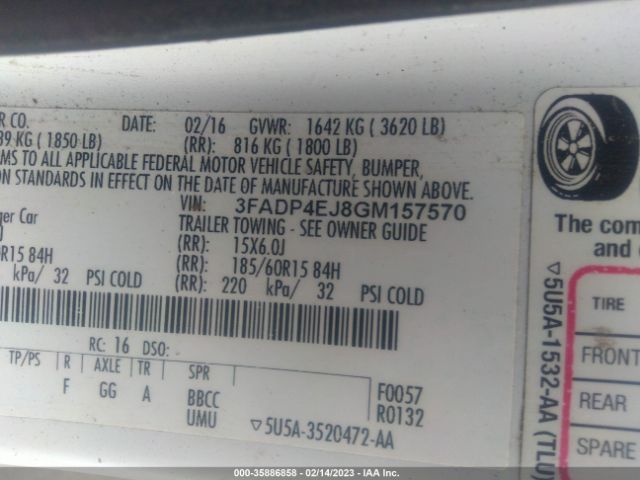 3FADP4EJ8GM157570 Ford FIESTA SE