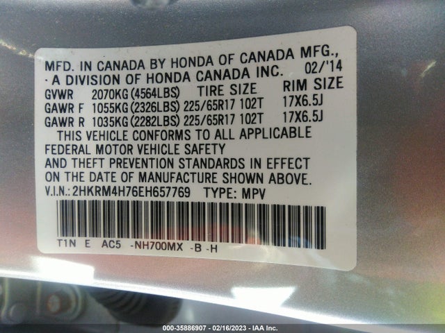 Honda Cr-v Ex-l 2014 2HKRM4H76EH657769 Image 9