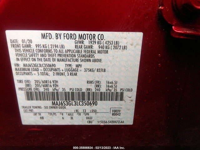 Ford Ecosport 2020 MAJ6S3GL3LC350690 Image 25
